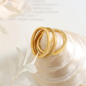 Custom Luxury Stainless Steel Frosted <b>Ring</b> Gold Plated Couplr <b>Ring</b> Jewelry - Product Image 4