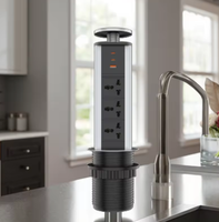 Multiprise encastrée UNI, prise encastrée dissimulée, prise escamotable avec USB pour cuisine et bureau, ouverture de 80 mm