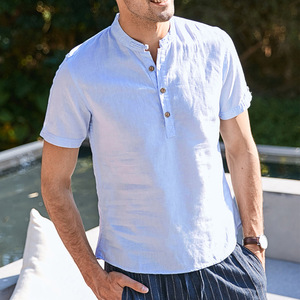 2020 nouvelle Européenne et Américaine vêtements <span class=keywords><strong>homme</strong></span> <span class=keywords><strong>col</strong></span> montant en coton chemise explosion style chemise - Product Image 3
