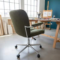 Chaise de bureau ergonomique moderne avec revêtement bouclé, dossier haut, pivotante, réglable en hauteur, avec accoudoirs rembourrés et roulettes en nylon
