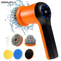 GEERLEPOL Nettoyeur Électrique Étanche IPX7 à 2 Vitesses, Batterie 2000mAh, Poignée ABS Écologique, Brosse en Microfibre pour Douche, Carrelage, Sol, Baignoire et Boîte