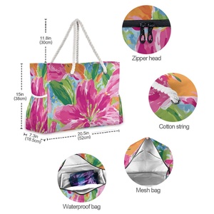 Bolsa de Playa Extra Grande Personalizada con Asas de Cuerda de Color Natural, Logotipo Personalizado, para Natación y Vacaciones de Primavera - Product Image 4