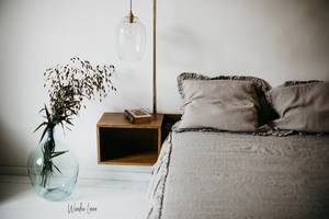 Lavado natural 100% Lino Certificado de la cubierta de la cama 200TC Falda Farmhouse Shabby Chic Ruffles Queen King Tallas cosidas a mano - Product Image 4