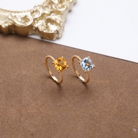 Bague de mariage en argent 925 plaqué or avec pierre naturelle pour femme, topaze bleue/quartz rose naturel/citrine/grenat rouge