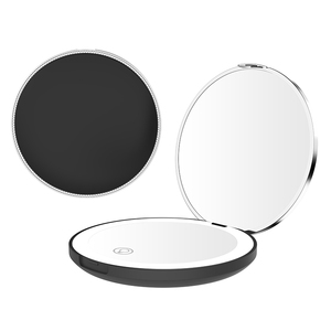 Round <b>Compact</b> <b>Mirror</b> With Lighted Double Sided Foldable Makeup <b>Mirror</b> Plastic Frame Mint Green Color - Product Image 2
