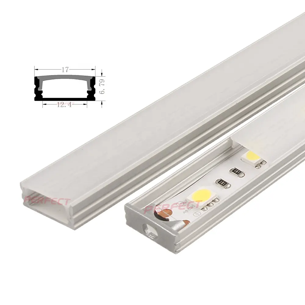 3M Super Slim LED Aluminium Profil untuk LED Strip Lampu dengan Pc Akrilik Opal Matte Diffuser 17 Mm LED channel