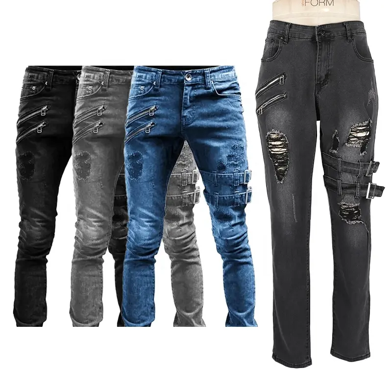 Heren Denim Broek Man Pantalon De Jeans Hommes Groothandel Voorraad Locomotief Custom Skinny Potlood Mode Gestapelde Jeans Heren