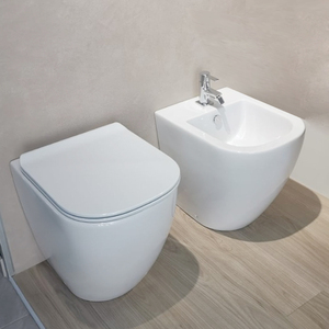 Inodoro portátil Onyx bidé sin borde, con asiento Duofix, drenaje <span class=keywords><strong>horizontal</strong></span> y montaje a pared. - Product Image 1