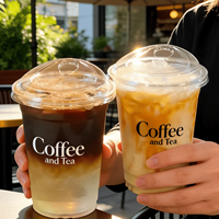 Gobelet à café froid personnalisé avec logo, 16 oz, gobelet à matcha, gobelets à café glacé jetables, smoothies, gobelet en plastique transparent avec couvercles en dôme