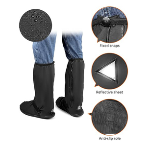 أحذية مطر سميكة من البولي فينيل كلوريد (PVC) متينة للجنسين بطباعة مخصصة، مقاومة للماء مع حزام، غطاء حذاء مرتفع لجميع المواسم من ماركة QingXi - Product Image 2