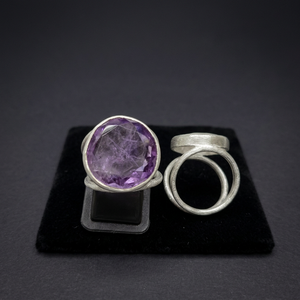 Hot Sale Ramavati Gems <b>Dainty</b> Amethyst Bezel Setting 925 Sterling Silver Unisex Women's <b>Ring</b> Classic Style Custom Logo Best - Product Image 2