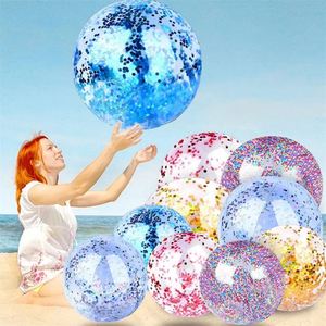 Ballon gonflable transparent coloré en PVC avec confettis brillants pour la plage, la piscine et les fêtes d'été - Product Image 1
