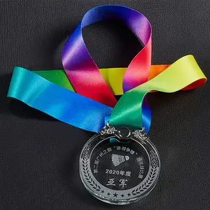 Fabbricazione personalizzata Sport Souvenir Award sublimata medaglia di cristallo acrilico in vetro vuoto