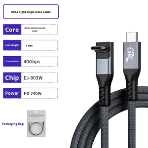 สายชาร์จ SYONG 240w Power Delivery แบบถักไนลอน Type C รองรับ 8K60Hz สาย USB4.0 แบบงอ 90 องศา ถ่ายโอนข้อมูล 40Gbps สำหรับ MacBook, <span class=keywords><strong>iPhone</strong></span> - Product Image 2