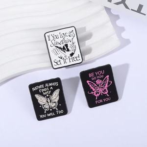 Broche de revers en alliage de zinc plaqué nickel noir avec citation inspirante et <span class=keywords><strong>motivante</strong></span> - Cadeau pour amis et enfants - Vente en gros - Product Image 1