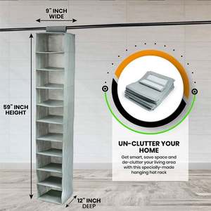 Organizador Colgante Personalizado de 10 Estantes para Gorras de Béisbol, Soporte Plegable de Plástico y Tela para Proteger su Gorra, para Uso en Armarios - Product Image 2