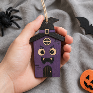 House Shaped <b>Wooden</b> Halloween Ornaments Pumpkin Frankenstein Ghost Skull Black <b>Cat</b> Monster Face Spooky <b>Tree</b> Hanging Party Decor - Product Image 6