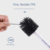 Brosse de toilette en silicone avec support, poils flexibles, nettoyage en profondeur sans angle mort, séchage rapide, ensemble de nettoyage pour toilettes de salle de bain