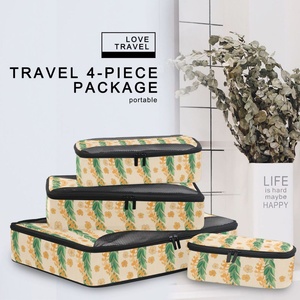 Lot de 4 sacs de rangement pliables en tissu motif Maile hawaïen, organisateurs de bagages personnalisables avec logo, cubes de compression pour voyage - Product Image 6