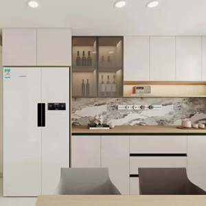 Armoire de cuisine moderne sur mesure à finition brillante, grande capacité, pour le rangement de la vaisselle, du vin, table d'appoint pour restaurant et villa - Product Image 2