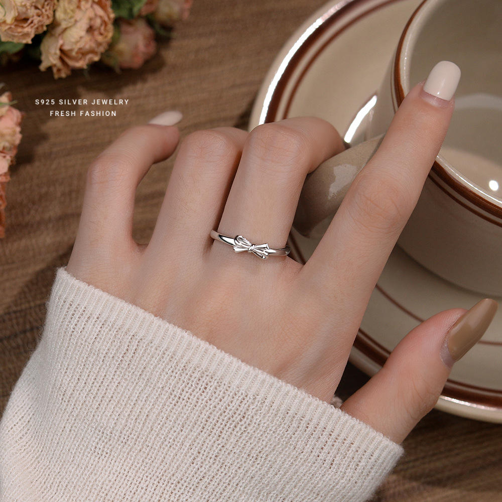 Simple Bow Ring Design Gold Bow Rope Ring, Small Cute Bow Ring