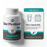 Capsules de Zinc Picolinate à Marque Blanche OEM 30mg – Soutien Immunitaire Végétalien – Complément de Zinc – 180 Capsules – Sans OGM – Sans Gluten