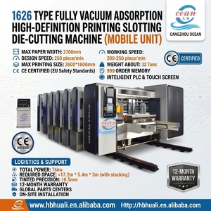 Máquina Impresora de Tinta a Base de Agua Totalmente Automática, Ranuradora, Troqueladora Rotativa con Apilador para Fábrica de Cajas de Cartón - Product Image 1
