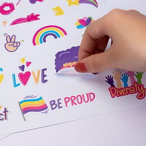 Promosyon özel kullanımlık kendinden yapışkanlı su geçirmez vinil karikatür gökkuşağı dekoratif öpücük kesim açık Logo çıkartmaları - Product Image 6