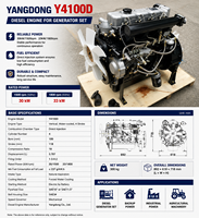 YANGDONG Y4100D Dieselmotor 30kW 36kW 1500U/min 1800U/min 4-Zylinder Wassergekühlt Saugmotor für Generatoren