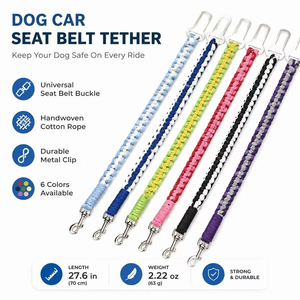 Cintura di Sicurezza per Cani da Auto, Guinzaglio in Cotone Intrecciato a Mano, Resistente Cintura di Sicurezza per Cani per Viaggi in Auto - Product Image 5