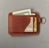 Tarjetero de Cuero Genuino, Porta Llaves con Bloqueo RFID, 4 Pulgadas, Sin Cierre, Diseño Conveniente para Acceso Rápido a Tarjetas
