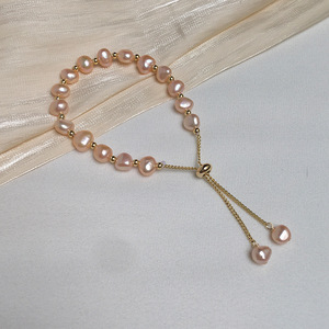 <span class=keywords><strong>Pulsera</strong></span> de <span class=keywords><strong>Perlas</strong></span> Naturales de Agua Dulce, Estilo Barroco Geométrico, Chapada en Oro de 18k, Ajustable, Simple y Elegante - Product Image 6