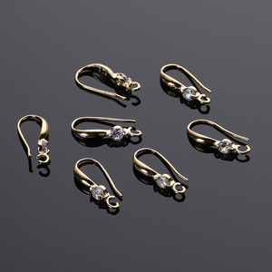 C Shaped <b>Ear</b> Hooks With Rhinestones Gold Plated Cubic Zirconia Earring Findings DIY Jewelry Components - Product Image 1