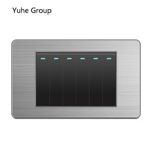 Interruptor de pared universal con acabado cepillado de aluminio, adecuado para interruptores de pared eléctricos estándar de hoteles familiares. - Product Image 6