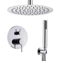 Nouvelle conception de pomme de douche murale en laiton à poignée unique, ensemble de douche rond de 8 pouces, anti-corrosion, haute pression, effet pluie