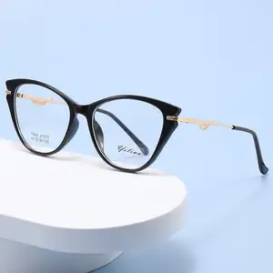 Tr90 프레임 사용자 정의 로고 고양이 눈 안티 블루 라이트 차단 안경 프레임 트렌디 한 광학 안경