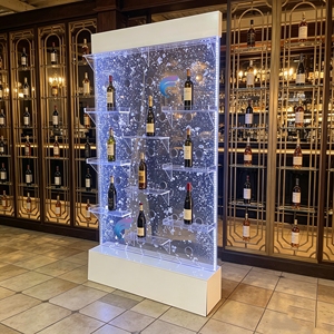 Fontaine murale à bulles d'eau intérieure de luxe avec porte-vin intégré pour la maison, le salon et la décoration de bar privé - Product Image 5