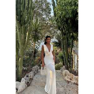 Robe trapèze blanche pour femme avec détails roses, taille empire, style simple, en polyester, pour soirée, taille XL, avec décoration en dentelle 3D - Product Image 2