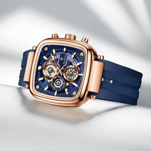 Reloj de Pulsera Deportivo de Moda POEDAGAR 849 para Hombre, Cronógrafo de Cuarzo, Resistente al Agua 3ATM, Caja Cuadrada, Correa de Silicona - Product Image 2