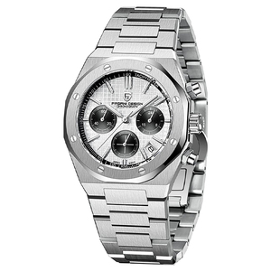 Reloj cronógrafo de cuarzo de acero inoxidable personalizado OEM para hombre con ventana de esfera de cristal nuevo logotipo reloj de pulsera mecánico nuevo regalo - Product Image 3