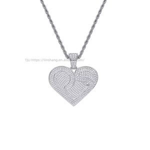 จี้รูปหัวใจ เครื่องประดับฮิปฮอป เครื่องประดับเสริม สร้อยคอทองแดงฝังเพทาย จี้รูปหัวใจ - Product Image 5