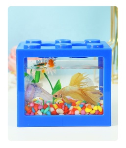 Acquario impilabile JSD Square Building Block per pesci <span class=keywords><strong>Betta</strong></span>, mini acquario con visibilità chiara e coperchio antipolvere per piccoli pesci e gamberetti - Product Image 5