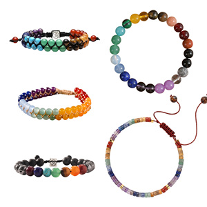 <span class=keywords><strong>Bracelet</strong></span> à sept chakras <span class=keywords><strong>avec</strong></span> design <span class=keywords><strong>avec</strong></span> artisanat en cristal <span class=keywords><strong>Bracelet</strong></span> en corde tressée en pierre de cristal naturel agate améthyste - Product Image 1