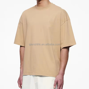 Camiseta de hombre de algodón de manga corta con hombros caídos, lisa, personalizada, de gran tamaño y peso pesado, para verano, al por mayor - Product Image 2