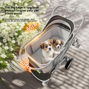 Pet seyahat lüks alüminyum 4-Wheel köpek arabası ile ayrılabilir taşıyıcı tek el kat - Product Image 5