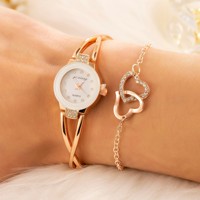 Montre à quartz pour femme en alliage d'acier avec strass, cadran de 32 mm, plusieurs fuseaux horaires