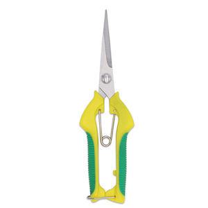 Sécateur de jardin en acier inoxydable, manche en caoutchouc jaune-vert, coupe manuelle pour usage en jardinage - Product Image 4