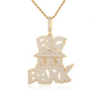 Collier pendentif Hip Hop en bambou micro-incrusté de diamants, grand modèle, pour hommes et femmes, accessoires tendance style rap et dollar