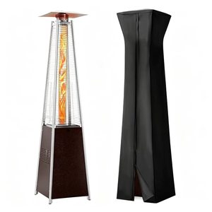 Chauffe-terrasse professionnel au gaz extérieur 48000 BTU, propane, acier inoxydable, protection contre la surchauffe, tour de flamme pyramidale, verre de quartz - Product Image 1