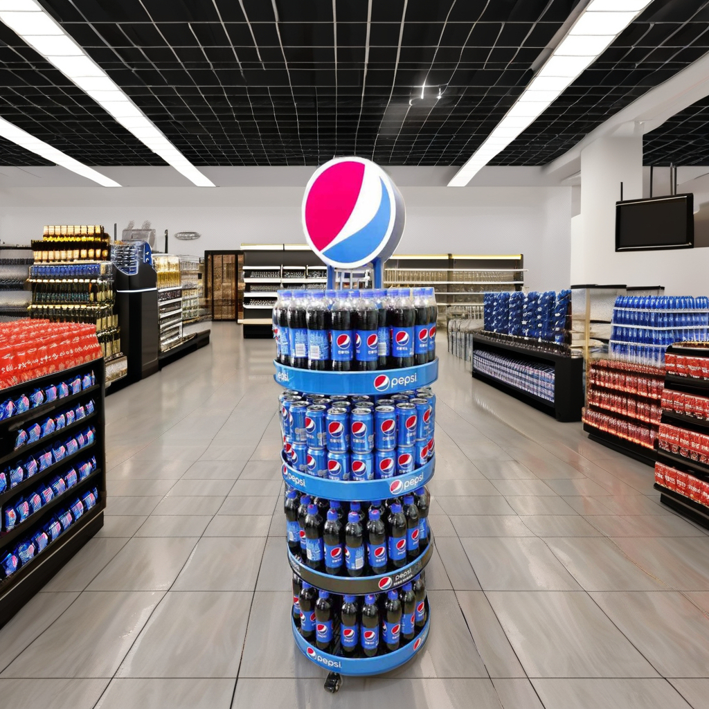 Customized Double-Sided Beverage Juice Display Stands Supermarket Rack — view 6
